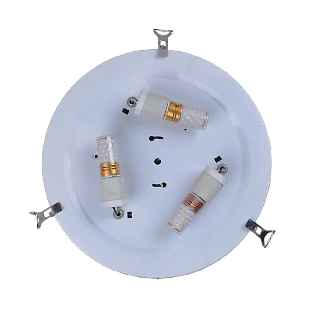 Vintage Blue Handcrafted Glass Dome Ceiling Flush Light With Feather Pattern