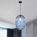 Vintage Blue Prism Glass Lantern Pendant Light For Living Room Suspension
