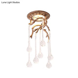 Vintage Blue-Purple/Clear Teardrop Crystal Led Ceiling Light For Bedrooms