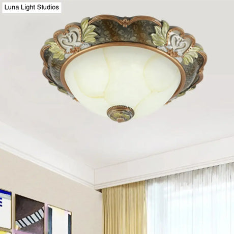 Vintage Bowl - Shape Resin Ceiling Light Fixture - 2/3 Heads Brass Finish 13’/17’/19.5’ Wide