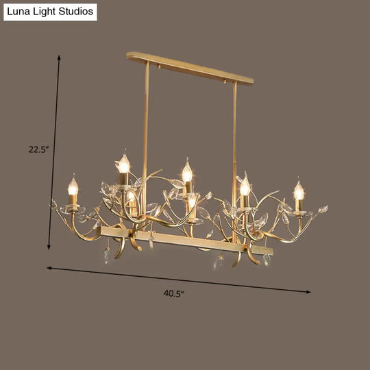 Vintage Branch Metal And Crystal Champagne Island Pendant Light With 8 Lights