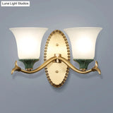 Vintage Brass Bell Sconce With Frosted Glass And Elliptical Backplate For Foyer Lighting