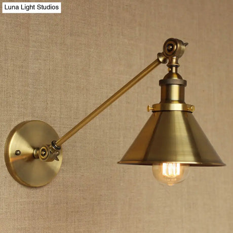Vintage Brass/Bronze Wall Lamp: Metal Tapered Sconce Lighting For Bedroom Bedside
