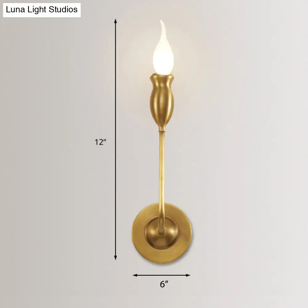 Vintage Brass Candle Wall Sconce Lighting - 1/2-Head Metal Lamp For Dining Room
