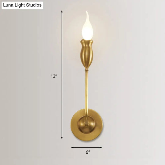 Vintage Brass Candle Wall Sconce Lighting - 1/2-Head Metal Lamp For Dining Room