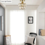 Vintage Brass/Clear Ceiling Mount Light With Crystal Accent - Perfect For Hallway