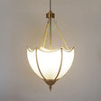 Vintage Brass Dome Chandelier Lamp - 5 Heads Ceiling Pendant Light With White Glass For Living Room