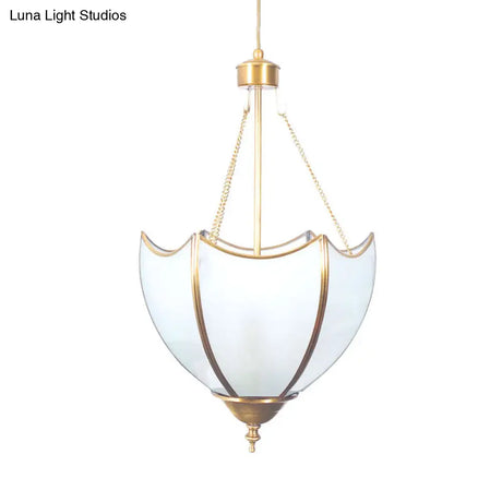 Vintage Brass Dome Chandelier Lamp - 5 Heads Ceiling Pendant Light With White Glass For Living Room
