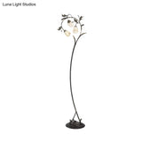Vintage Brass Floor Lamp With Rustic Milky Glass Blossom Design - 3 Lights For Living Room