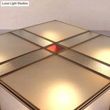 Vintage Brass Flush Mount Light With Frosted Glass Panel Shade - 2/4 Lights Ceiling Fixture For