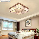 Vintage Brass Flush Mount Light With Frosted Glass Panel Shade - 2/4 Lights Ceiling Fixture For