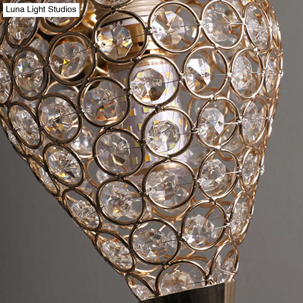 Vintage Brass Horse Sconce Light Resin Wall Mount With Metal And Crystal Shade - 9.5/12 Wide