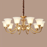 Vintage Brass Pendant Chandelier With Frosted Glass For Flared Stair Ceilings 10 /