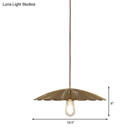 Vintage Brass Scalloped Hanging Ceiling Light Pendant For Study Room - 1