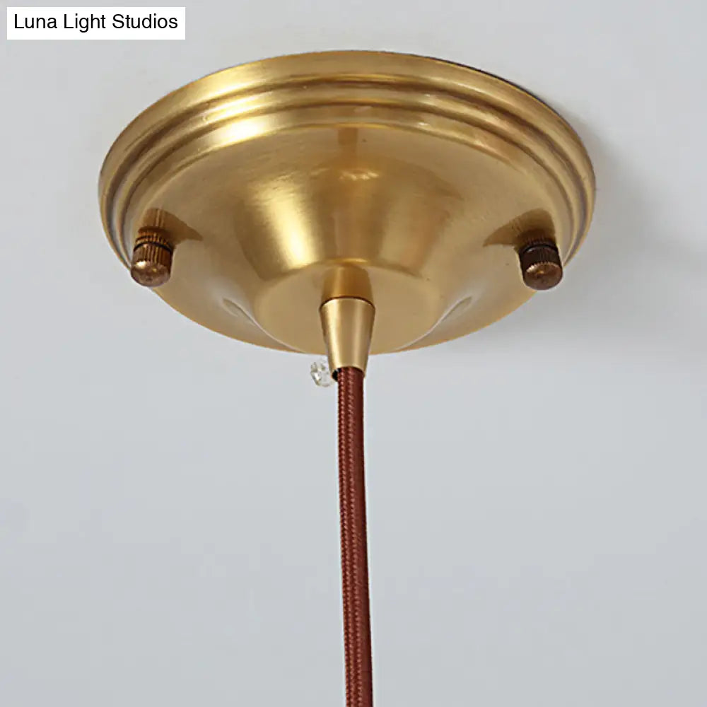 Vintage Brass Scalloped Hanging Ceiling Light Pendant For Study Room - 1