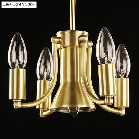 Vintage Brass Sheep/Oval Ceiling Light Fixture - 5 Bulbs Mouth Blown Opal Glass Semi Flush Mount