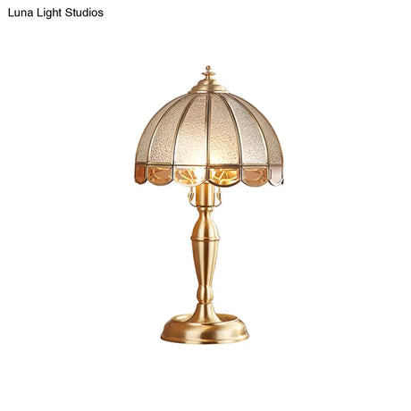 Vintage Brass Table Lamp With Water Glass Dome For Living Room Nightstands