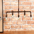 Vintage Bronze Island Hanging Light With Exposed Bulb - 5 Lights Coffee Shop Ceiling Fixture