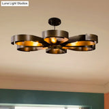 Vintage Bronze/Rust Flower Chandelier - Farmhouse Style 6-Light Pendant Light With Adjustable Cord