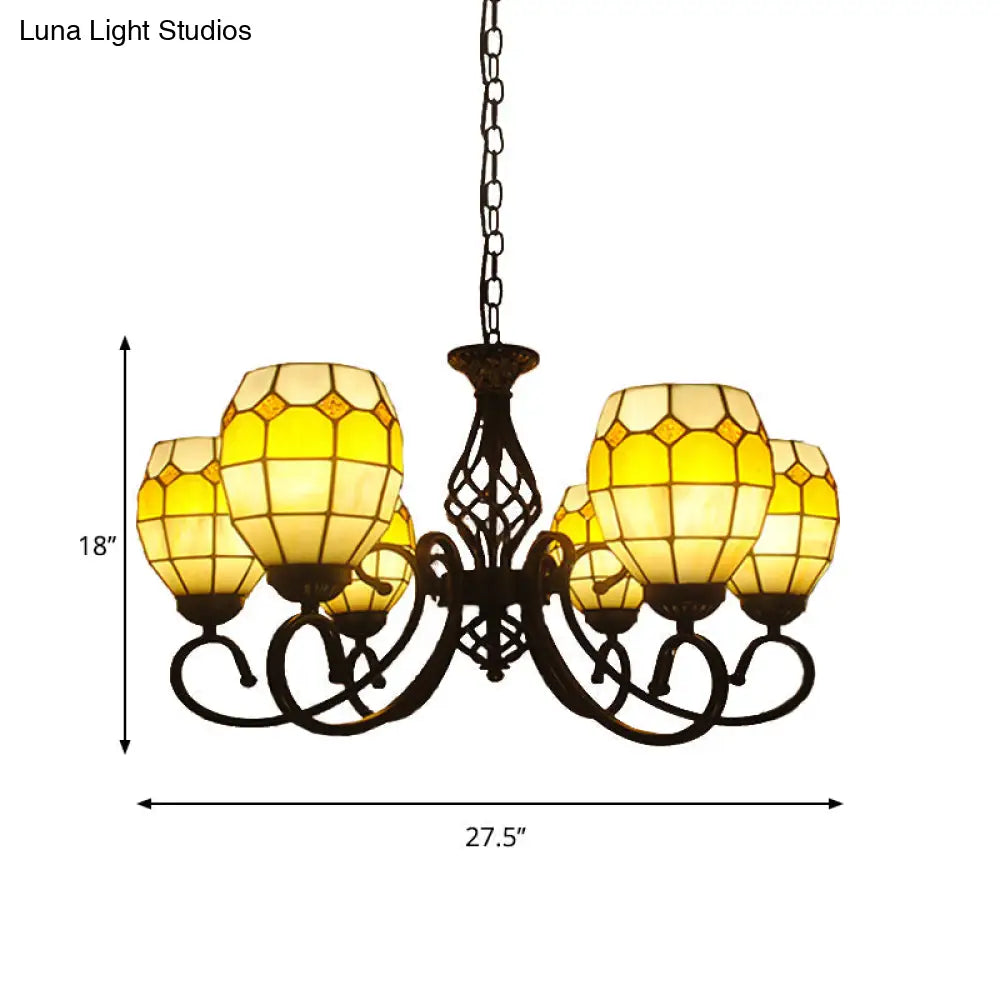 Vintage Brown Glass Oval Pendant Chandelier With 6/8 Lights For Living Room