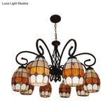 Vintage Brown Glass Oval Pendant Chandelier With 6/8 Lights For Living Room