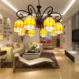 Vintage Brown Glass Oval Pendant Chandelier With 6/8 Lights For Living Room 8 /