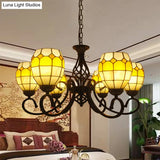 Vintage Brown Glass Oval Pendant Chandelier With 6/8 Lights For Living Room