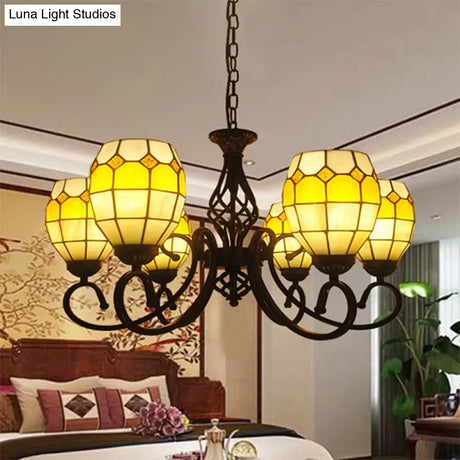 Vintage Brown Glass Oval Pendant Chandelier With 6/8 Lights For Living Room
