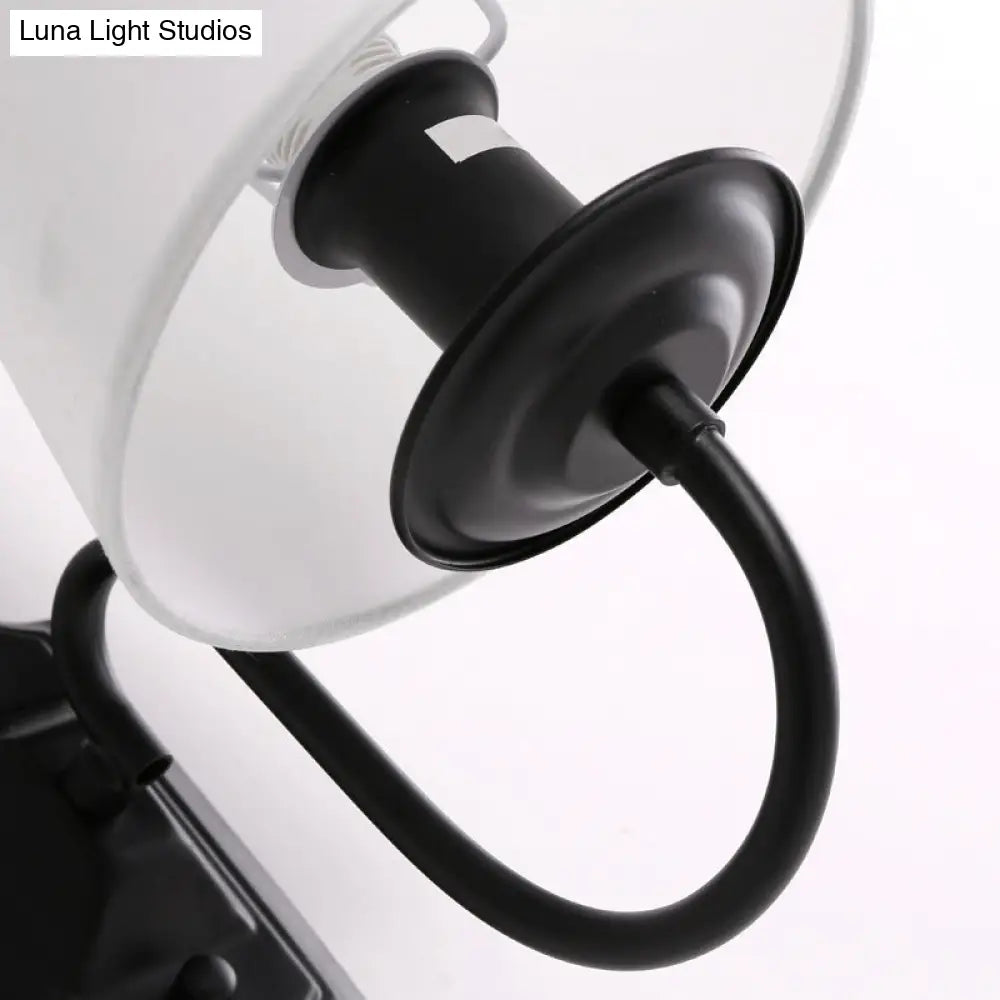 Vintage Bucket Shade Wall Light In Black - Perfect For Living Room Décor