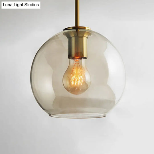 Vintage Cafe Pendant Lamp With Geometric Glass Shade In Brass - 1-Light Hanging Light