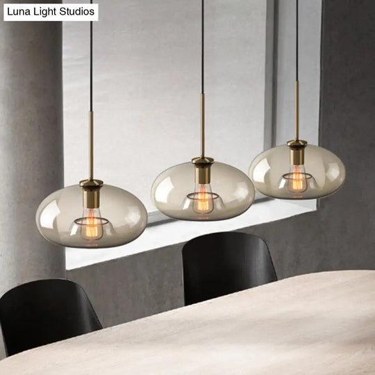 Vintage Brass Pendant Lamp With Geometric Glass Shade - 1-Light Cafe Hanging Light
