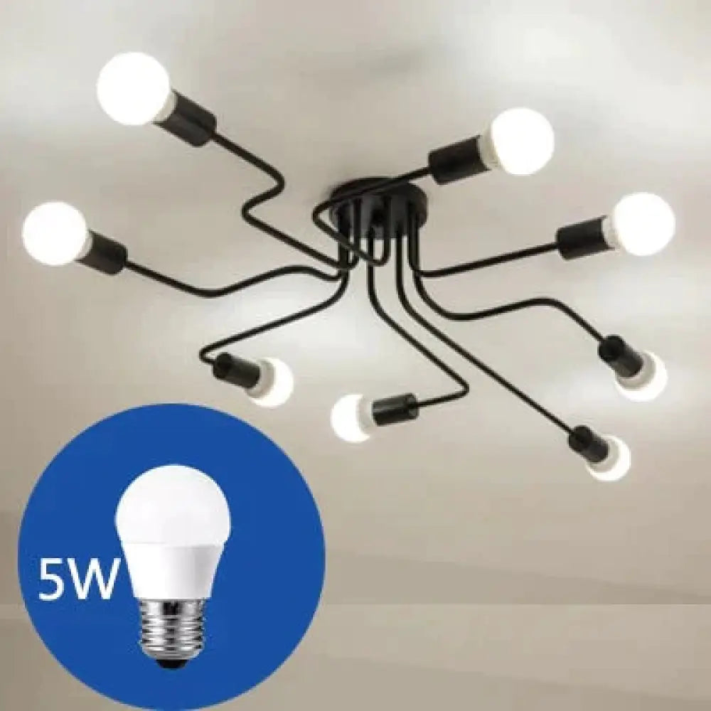 Vintage Ceiling Lights Iron Personality For Living & Bed Room 8Heads With 5W Bulb / Warm Light 110V