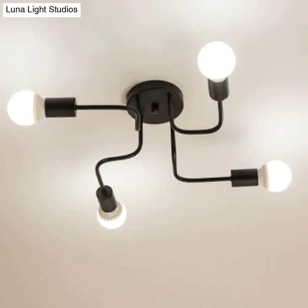 Vintage Ceiling Lights Iron Personality For Living & Bed Room 4 Heads No Bulb / Warm Light 110V