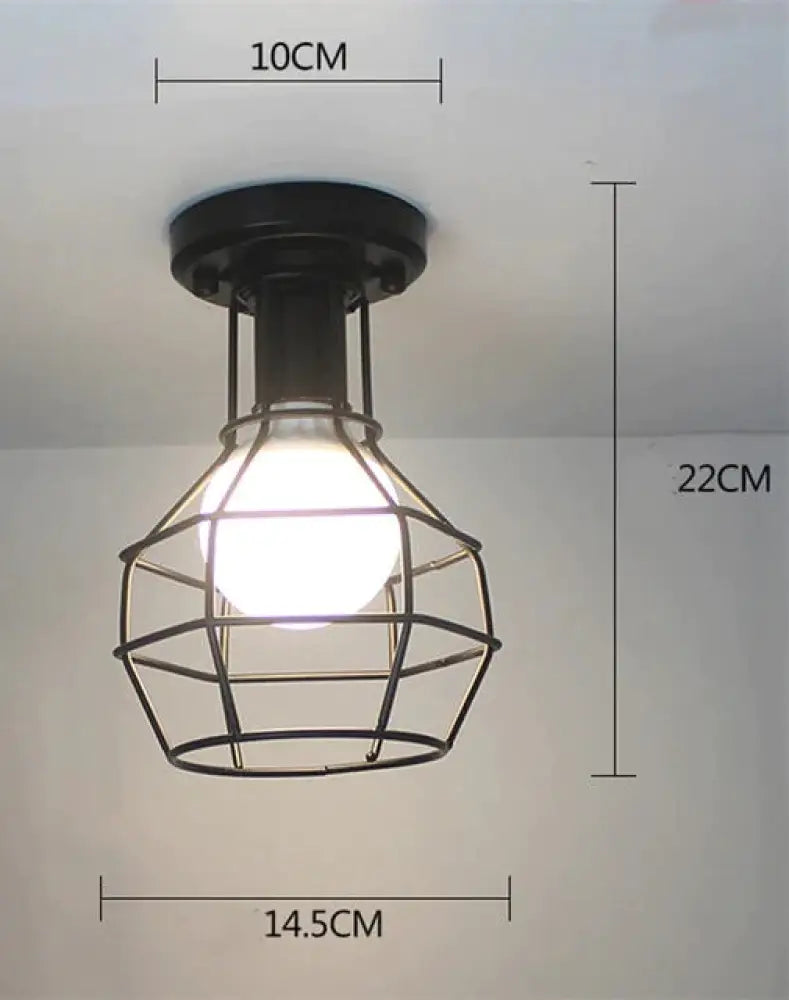 Vintage Ceiling Lights Lustre Luminaria Led Lamp Loft Iron Cage Fixtures Lighting 17