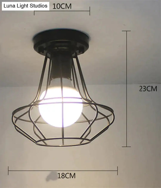 Vintage Ceiling Lights Lustre Luminaria Led Lamp Loft Iron Cage Fixtures Lighting