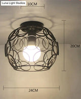 Vintage Ceiling Lights Lustre Luminaria Led Lamp Loft Iron Cage Fixtures Lighting