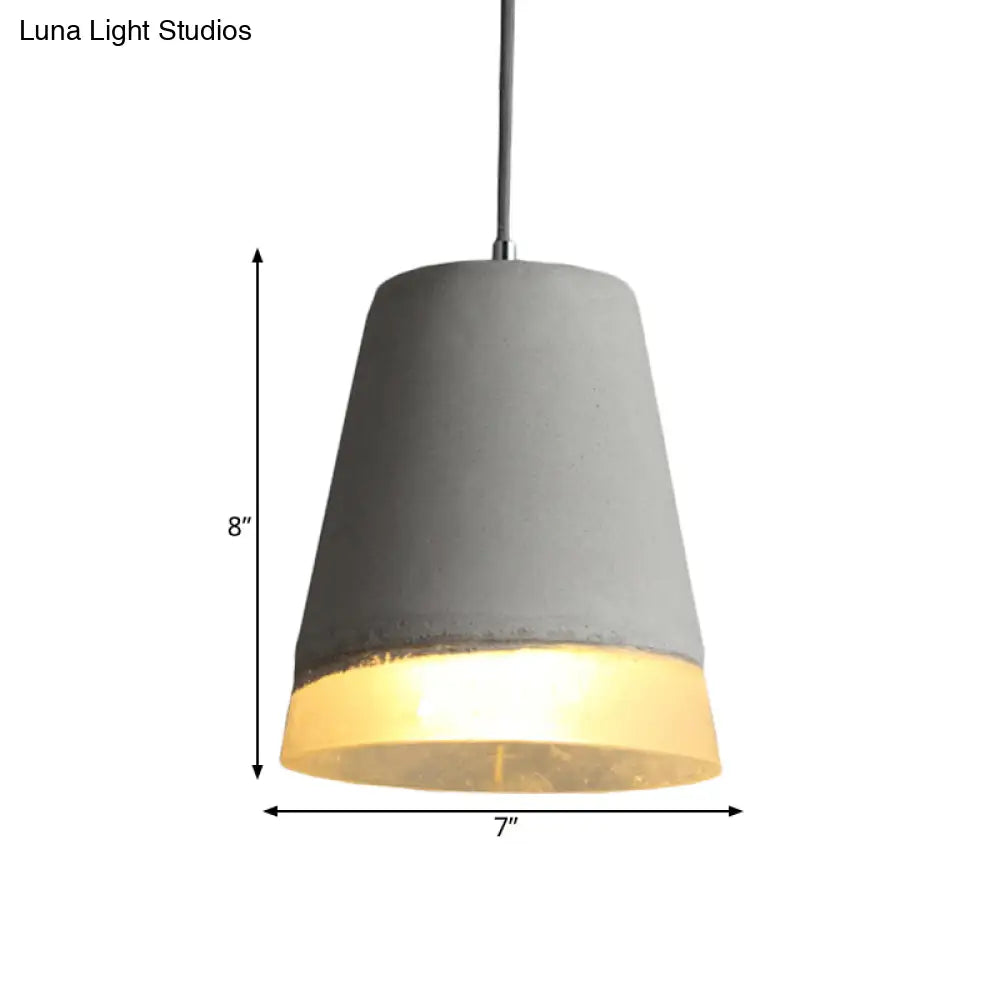 Vintage Cement Bell Pendant Light: Grey 1-Head Ceiling Lamp Kit With Resin Detail