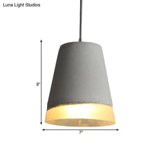 Vintage Cement Bell Pendant Light: Grey 1-Head Ceiling Lamp Kit With Resin Detail