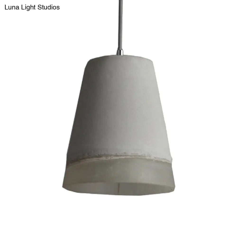 Vintage Cement Bell Pendant Light: Grey 1-Head Ceiling Lamp Kit With Resin Detail