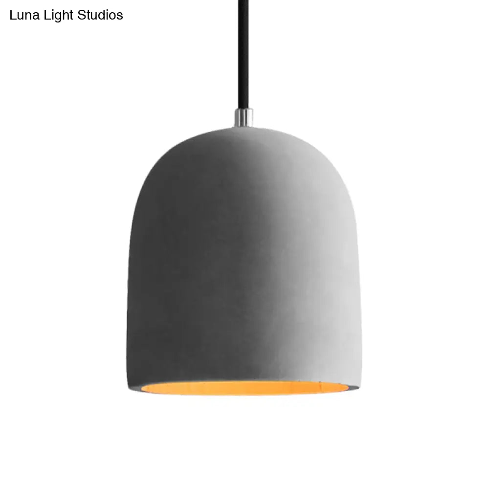 Vintage Cement Dome Ceiling Light In Grey - 1-Light Mini Pendant Lamp For Restaurants