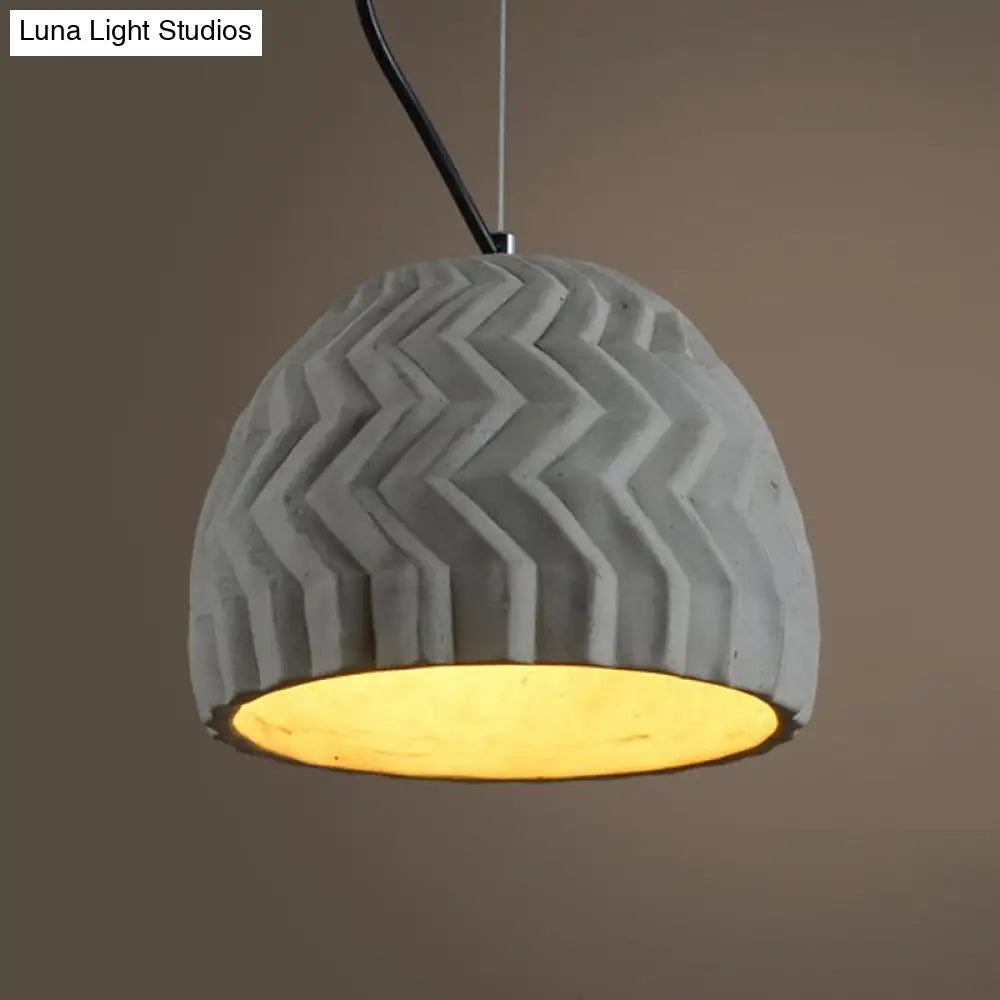 Vintage Cement Grey Dome Ceiling Light Coffee House Hanging Lamp Fixture 1 Head 6’ Or 10’ Wide