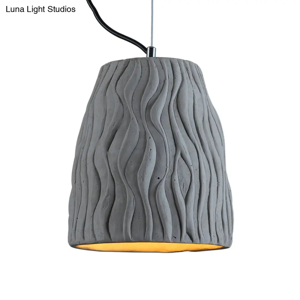Vintage Cement Hanging Lamp - Grey Dome Ceiling Light 1 Head Ideal For Coffee Houses 6/10 Wide