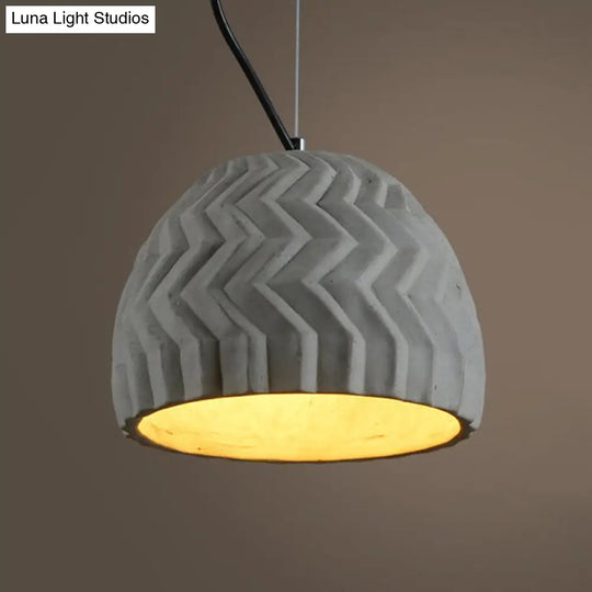 Vintage Cement Grey Dome Ceiling Light Coffee House Hanging Lamp Fixture 1 Head 6’ Or 10’ Wide
