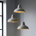 Vintage Cement Hanging Light Fixture - 1-Light Restaurant Ceiling Lamp In White/Grey With Carved