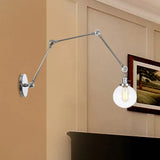 Vintage Chrome/Copper/Bronze Orb Wall Sconce Lamp - Clear/Amber Glass Adjustable Arm 1 Light Ideal