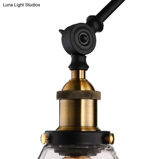 Vintage Clear Glass Brass Wall Sconce Light Fixture - 1 For Living Room