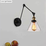 Vintage Clear Glass Brass Wall Sconce Light Fixture - 1 For Living Room