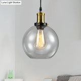 Vintage Clear Glass Hanging Ceiling Light With Brass Finish Ideal For Living Room Décor