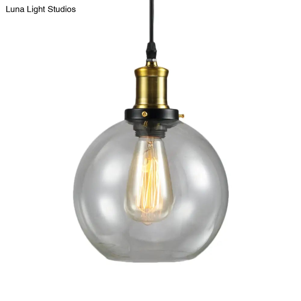 Vintage Clear Glass Hanging Ceiling Light With Brass Finish Ideal For Living Room Décor