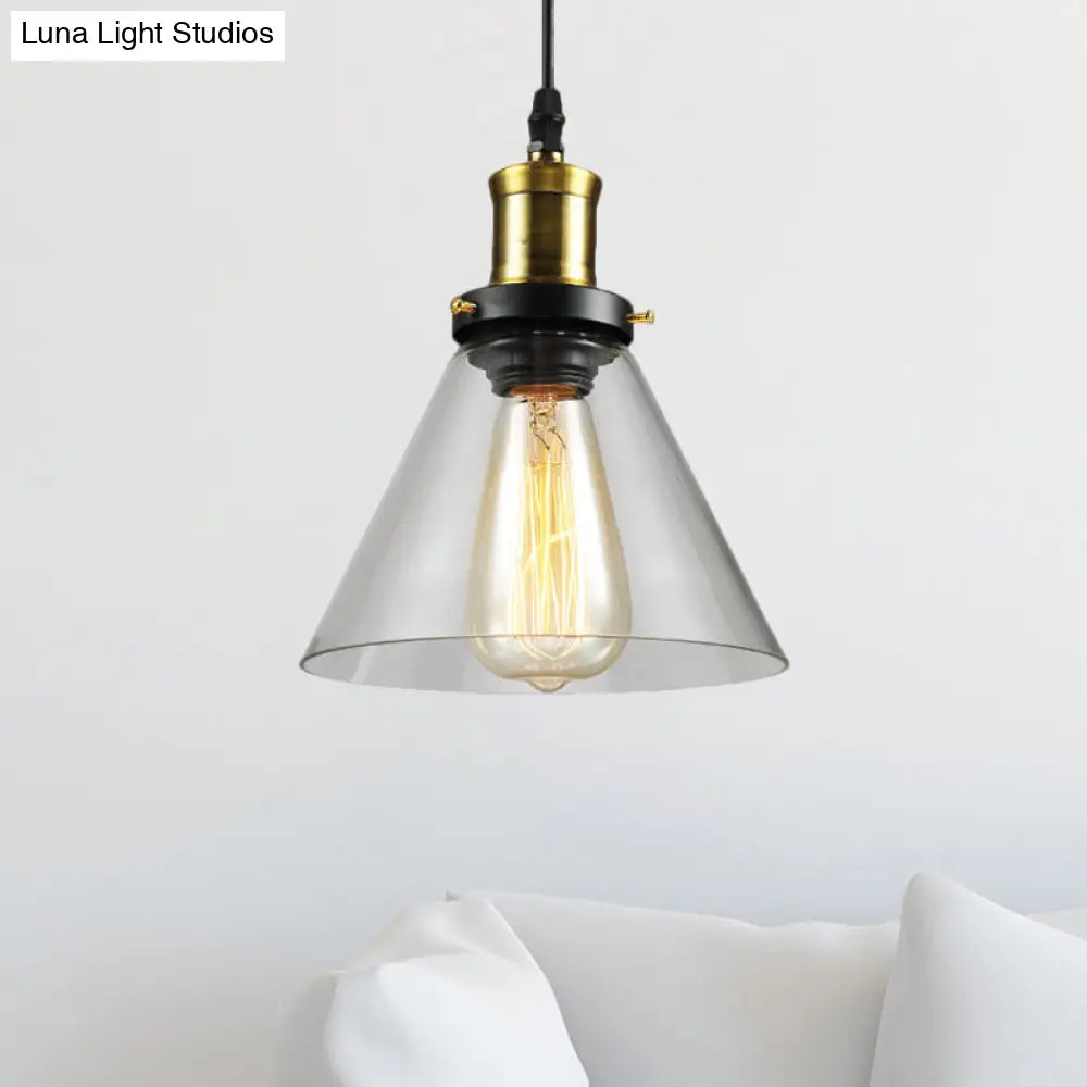 Vintage Clear Glass Hanging Ceiling Light With Brass Finish Ideal For Living Room Décor